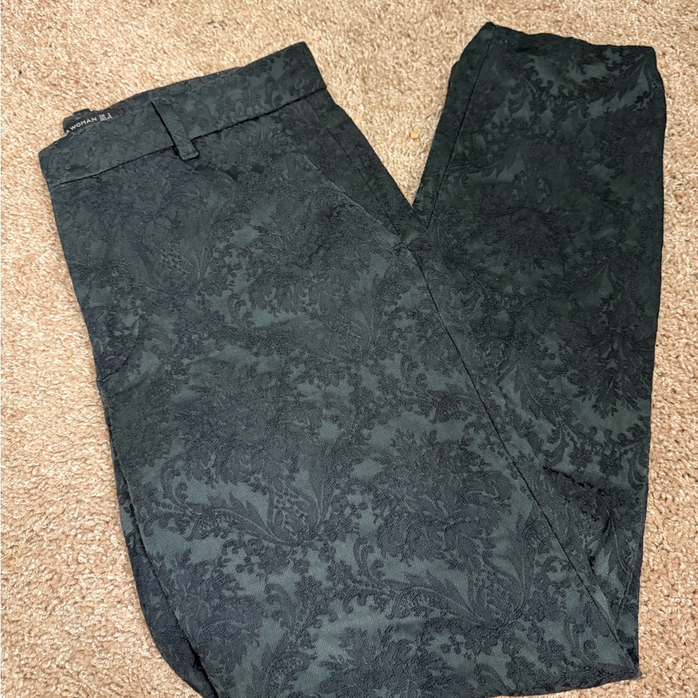 Zara Women’s Dark Green Lace Detail Dress Pant